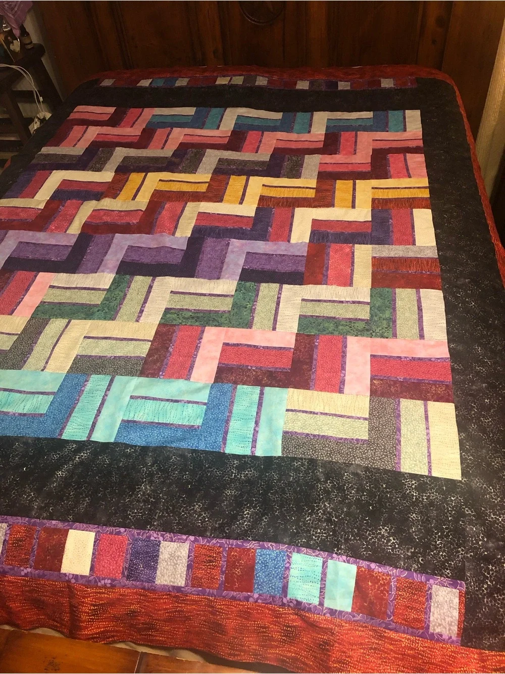 HAND PIECED  - ONE OF A KIND Multicolor Patchwork Quilt
